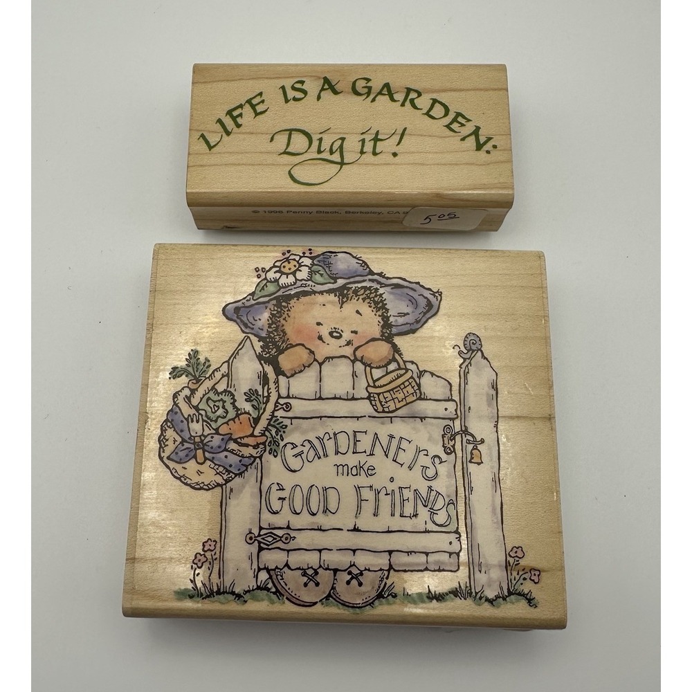 Penny Black 1996 Good Friends 469J Life Is A Garden 784E‎ Rubber Stamp Lot 2 Vtg